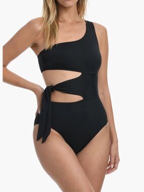 NWT La Blanca Black Island Goddess One-Piece Cutout Swimsuit with Side Tie 12